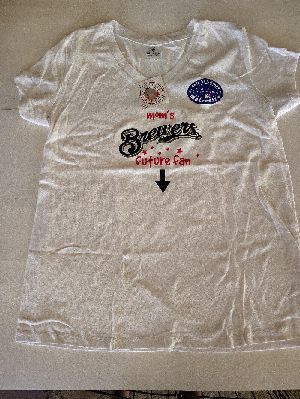 Milwaukee Brewers Future Fan Soft As A Grape Maternity Shirt Size Medium USA